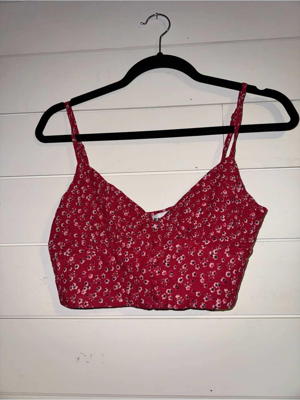 Princess Polly Hot Pink Floral Cropped Cami Top
